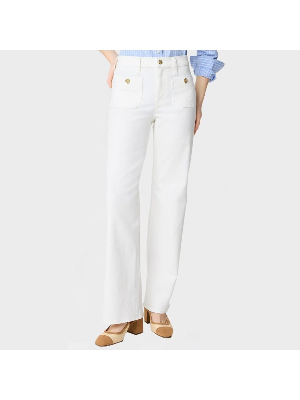 J.Crew Slim Full Length Wide-Leg Sailor Jean All Day Stretch White 27X32 NWT
